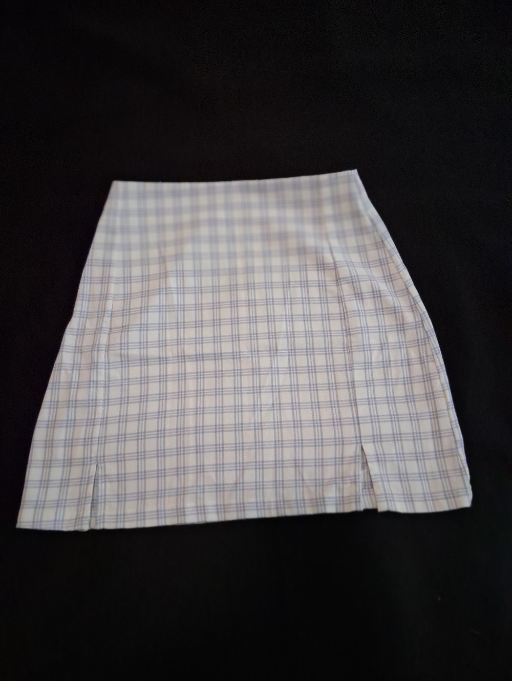 Brandy Melville Light Blue and White Plaid Mini Skirt
